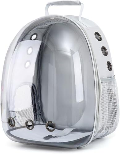 Uranus 宇宙船カプセル型ペットキャリーバッグ 犬猫兼用 透明UVカット&通気窓 大容量折りたたみ式 耐荷重10kg 抗菌パッド付き 旅行/病院対応 軽量ABS樹脂製 (33×28×44cm ピンク) (灰色)