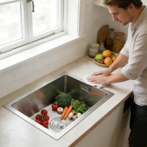Fregadero de cocina rectangular para lavandería y hogar con desagüe integrado 3