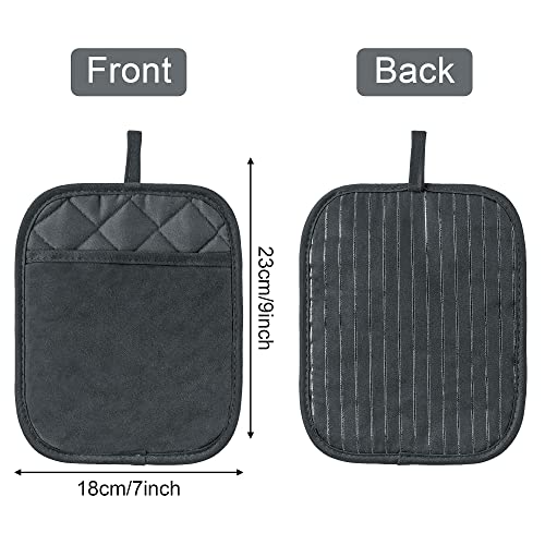 Zainpe 5Pcs Cotton Silicone Pot Holder Heat Resistant Non-Slip Oven Mitts Machine Washable Kitchen Soft Grip Potholder With Pocket Multifunctional Stripe Square Hot Pad For Baking Cooking Gray #TOP1