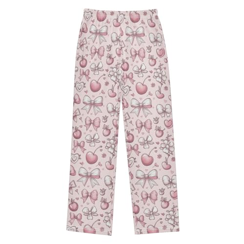 Pajama Pants Cherries Bows Valentines Hearts PJ Bottoms Sleepwear Lounge Sleep Pant with Pockets
