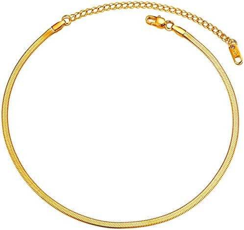 PROSTEEL Collana a Girocollo Donna a Catena Serpente Piatta 3/ 5/ 8mm, Lunghezze Regolabile 38/ 42/ 46cm, Acciaio Placcato Oro, Oro, Hip Hop Punk Rap (con Confezione)
