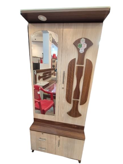 Wooden Dressing Table with Mirror, Two Tone Brown and Beige, Storage Drawers, Modern Wardrobe Design-image-21