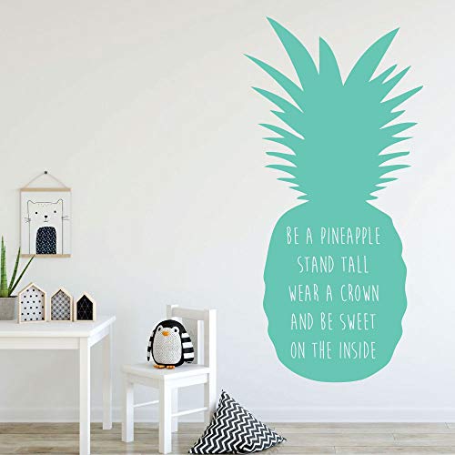 Customvinyldecor - Pineapple Wall Decor - Be A Pineapple Stand Tall - With Hawaiian Tropical Pineapple Design - Pineapple Removable Sticker -Teen Girl Bedroom Decoration - Home Decor Decal For Bedroom, Playroom, Family Room, Or Office #TOP7
