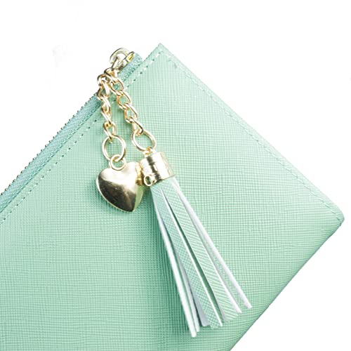 Image of Valentoria Womens Wallet Cute Elegant Long Slim Card Holder Case Minimalist Coin Purse Thin Tassels Zip Clutch Wallets for Girls Ladies | Cute