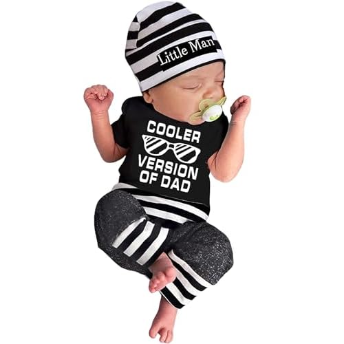 Fommy Newborn Baby Boy Clothes New to The Crew Letter Print Romper+ Pants+Hat 3PCS Outfit