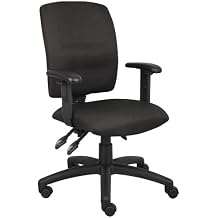 كرسي مهام من القماش متعدد الوظائف من Boss Office Products بأذرع قابلة للتعديل باللون الأسود B3036-BK