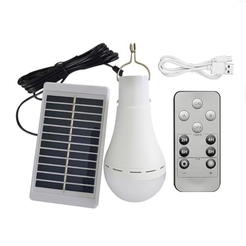 Bombillas solares con control remoto, 9 W, USB, recargable, luz de emergencia, gallinero, 4 modos para el hogar, cobertizo, senderismo, camping, tienda de campaña, huracán, lámparas de corte de