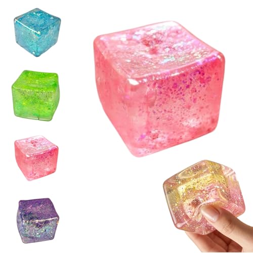 Doh Ice Cube, Malt Sugar Squishy Stress Cube 2026 New Slow Rise Relief Fidget Sensory for Kids, Adults ,Summer Sensory Stress Relief, High Density Ice Squeeze Ball (3#Pink)