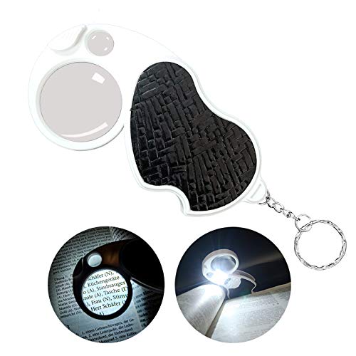 8X 20X Small Magnifying Glass with Light, Small Magnifying Glass, Small Handheld LED Illuminated Magnifier, Lightweight Portable Magnifying Glass for Reading