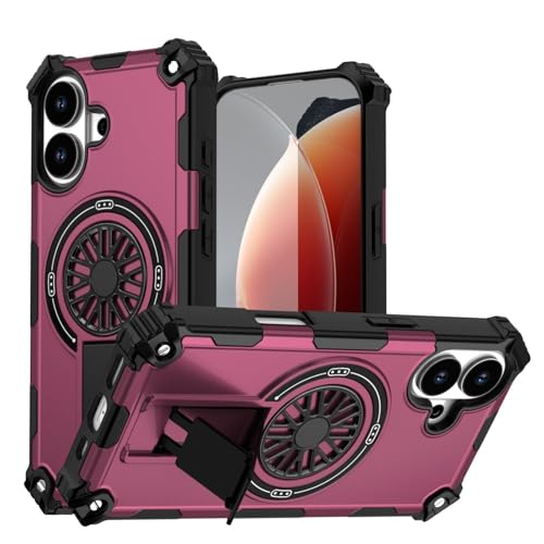 Image of Hupshy iPhone 16 Back Cover with Camera Protection Rings, Kickstand-Matte /Anti, Non-Slip, Camera Glass Protection,Transparent Shockproof Cover for iPhone 16 (Purple 3)