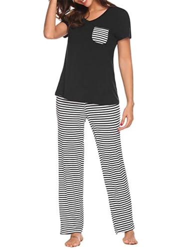 Pyjama à col en V pour femmes vêtements de nuit ensemble de salon 2 pièces