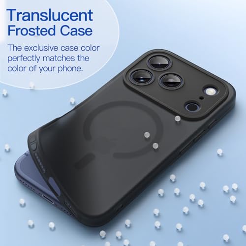 Image of JETech Magnetic Matte Case for iPhone 17 Pro Max, Black | Compatible with MagSafe, Translucent Frosted Soft TPU Cover, Anti-Yellowing, Anti-Fingerprint, Shockproof