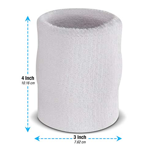 suddora arm sweatbands absorbent and breathable thick cotton bands for working out gymnastics basketball tennis and football multiuse 4-inch wristbands for costumes and cosplay