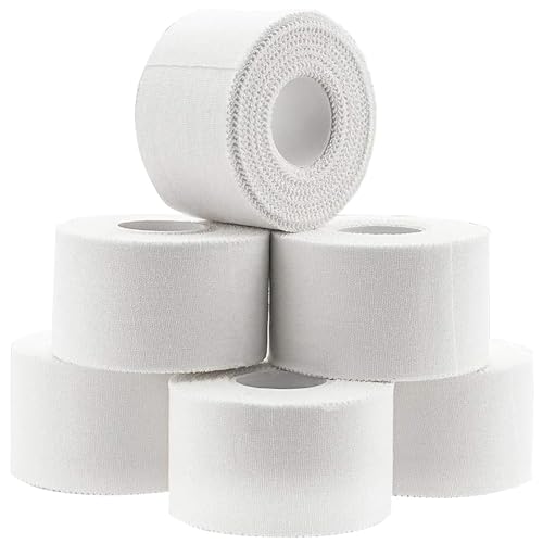 Cinta Adhesiva Deportiva, 6 Rollos 3,8 cm x 9.14 m Tape Vendaje Deportivo, Transpirable Absorción de Sudor, Vendas Autoadhesivas para Apoyar y Proteger las Articulaciones