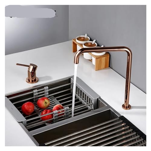 Robinet mitigeur double trou or rose laiton rotatif - 2