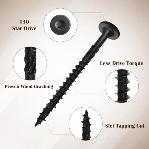 3 inch deck screws 50pcs heavy-duty structural wood screws rust resistant timber screws for timberloglandscaping wood t30 star bit 14 x 3