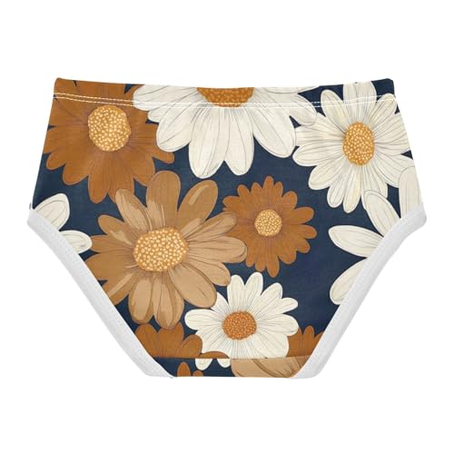 Vintage Daisy Flower Dark Blue Girls' Underwear, Toddler Girl Panties, Cotton Girls Underwear, 2–8 Years2