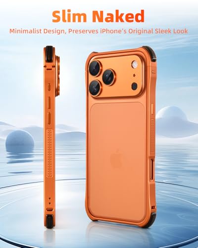 Coque iPhone 17 Pro antichoc mince orange 6,3 pouces métal