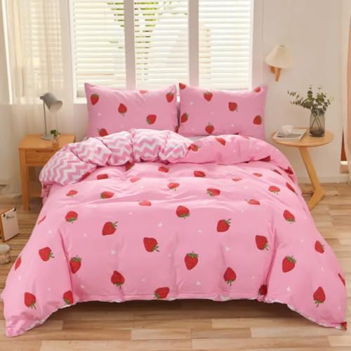 Dreamfields - Strawberry Dream Quilt Cover Set - (2pcs, King Single Size)
