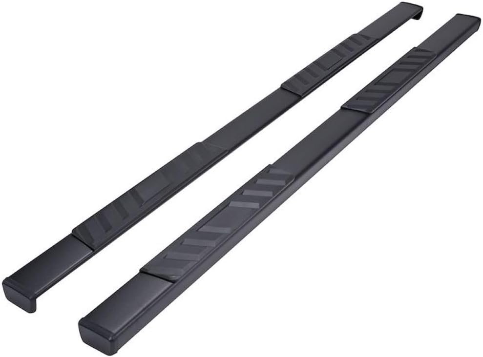 TrailFX A4022B Nerf Bars for Jeep Gladiator JT 2020-2025 Titanium Black Powder Coated Steel 4 Inch Trapezoid Straight Side Steps with Step Pads Plastic End Caps Rocker Panel Mount Running Board Pair