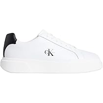 Calvin Klein Uomo Chunky Cupsole Laceup Lth Ym0Ym01344 Low Top, Nero (Bianco, Nero, Bianco), 42