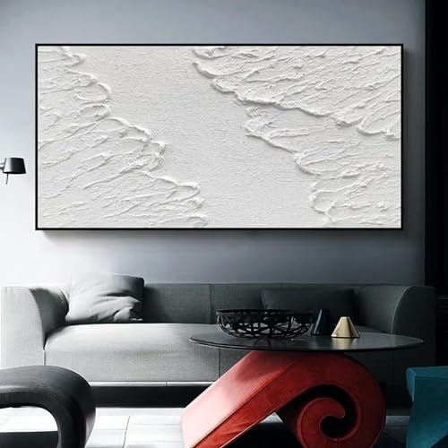 Peinture abstraite blanche 3D grand format habiller grand mur vide
