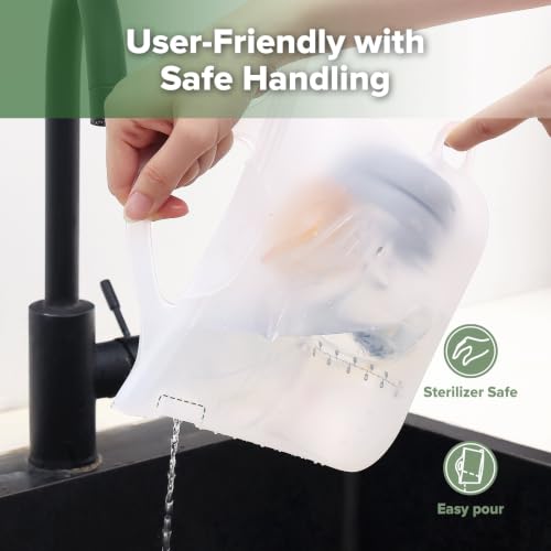 Image of Haakaa Silicone Microwave Steamer & Steriliser Bag, 40oz /1250ml Large Capacity Reusable Steaming Bags for Baby Bottles,Breast Pump,Accessories,Pacifiers,Teethers, Great for Home&On The Go,Frosted /1PC