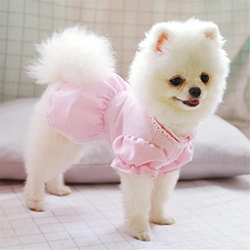 KUTKUT Cotton Blend Summer Cute Skirt Strawberry Stripe Small Dog Dress | Dress for ShishTzu, King Charls, Pug & Other Similar Kind Small Breed Dogs(Size: XL, Chest: 50cm, Back Length: 40cm), 1 Count 4