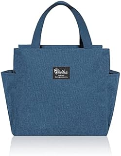 JSUOEO Insulated Lunch Bag, Mini Waterproof Lunch Tote Bag Thermal Picnic Bags Foldable Cool Bags Portable Lunch Bag Suitable for Women and Men Working Hiking Outdoor Picnic 1PCS Navy Blue