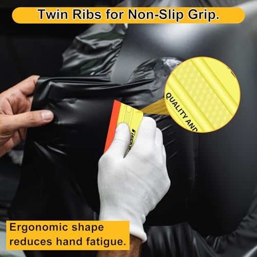 Image of TECKWRAP Felt Squeegee for Vinyl Car Wrap Window Tint - 4PCS, Soft Yellow
