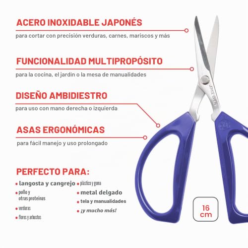 Tijeras de cocina multiusos Joyce Chen con asas cómodas ergonómicas, pack azul de 2 3