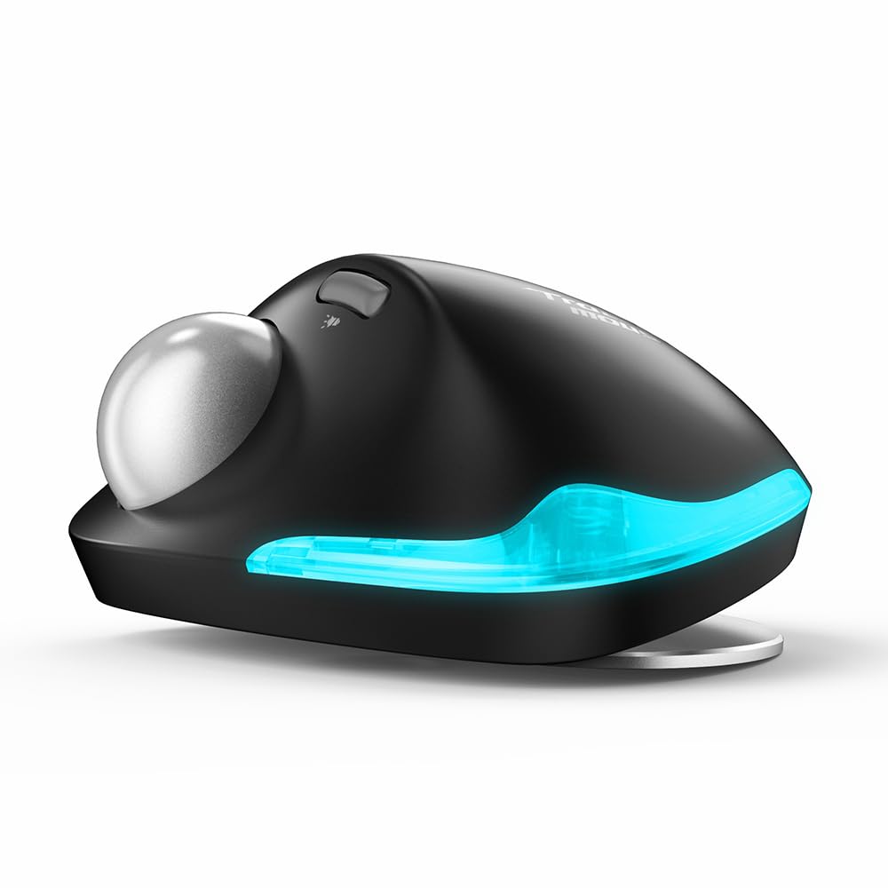 zelotes Souris Trackball sans Fil,Souris Bluetooth Rechargeable,3 Modes(BT5.0/3.0+2.4G),4800DPI,8 Boutons,Conception Ergonomique Optique Wireless Mouse pour PC,Pad,Tablets