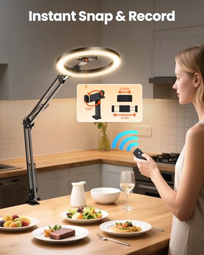 image for Upgrade Ring Light Overhead Camera Phone Mount for Desk, Evershop 10�
