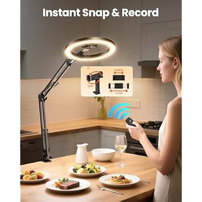 ترقية حامل الهاتف للكاميرا العلوية Ring Light للمكتب،وEvershop 10 Selfie Light مع حامل ثلاثي الأرجل لجهاز iPhone،وLight مع حامل هاتف لتسجيل الفيديو،وZoom Meeting، والبث المباشر Tiktok، وYouTube