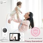 VTimes Baby Monitor avec caméra et audio, vidéo Baby Monitor Non WiFi Vision nocturne, 2.4" LCD Caméra pour bébé portable écran VOX Alarme à gaz et à pression 1000ft Gamme, Idéal pour les cadeaux