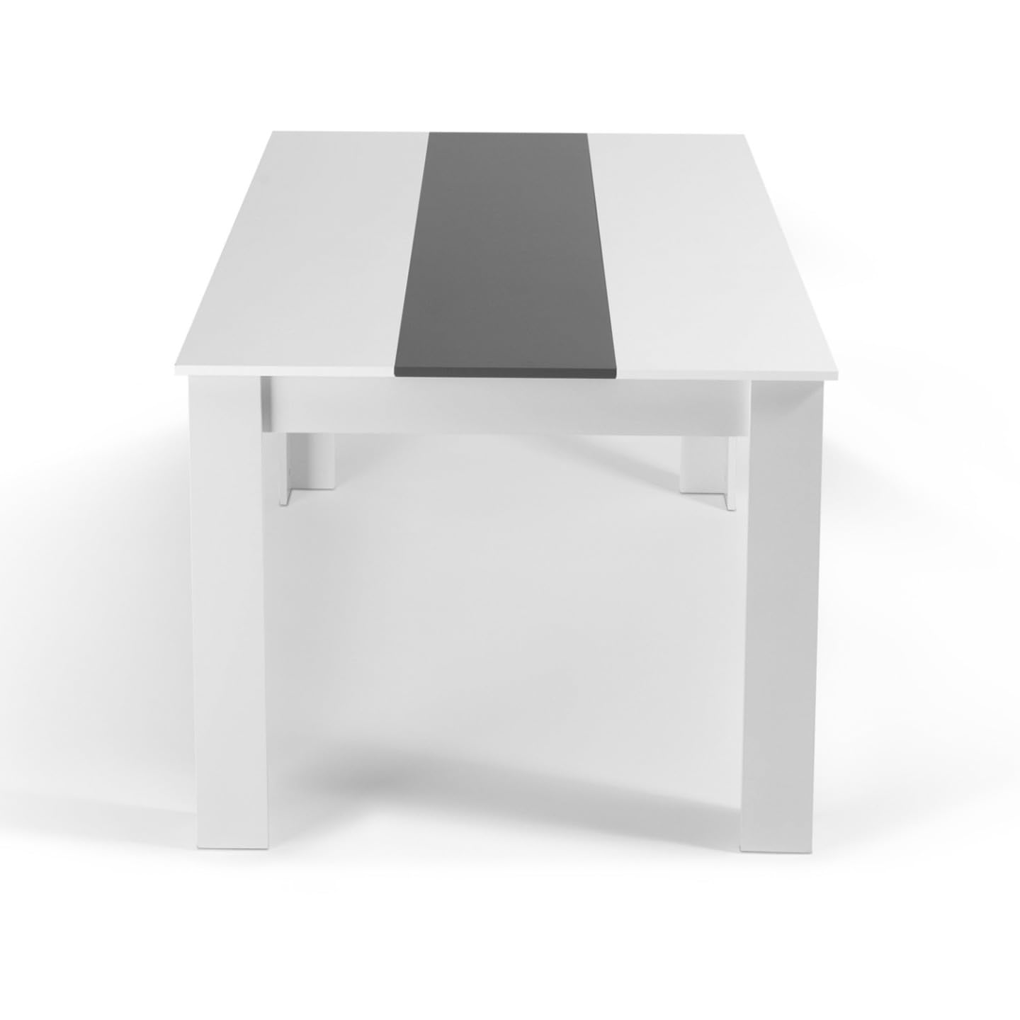 IDMarket - GEORGIA Tavolo da pranzo rettangolare per 6 persone bianco e grigio 140 x 80 cm