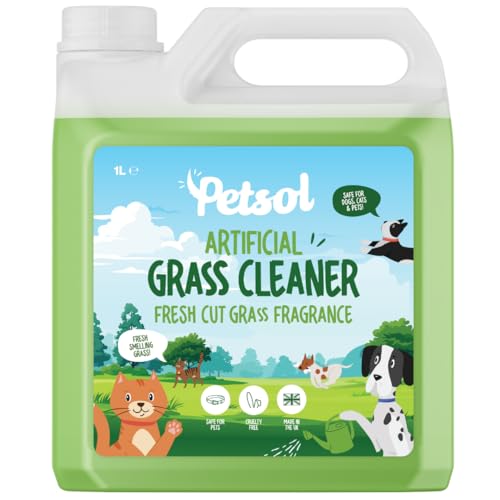 PetSol Artificial Grass Cleaner Kennel Disinfectant and Deodoriser Dog Urine Neutraliser Patio Cleaner Pet Friendly. Fresh Cut Grass Scent 1L Concentrate Pet Disinfectant