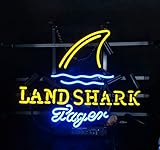 ZDQHLL Neon Sign- 17 Inch Landshark Home Decor Light for Bedroom Garage Beer Bar and Nightclub, Real Glass Neon Light Sign for Wall Decor Art