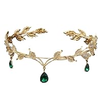 SHUOHONG Diademe Femme Elfique, Tiara Cristal Couronne, Rétrocouronne Princesse, Accessoires Cheveux Mariage pour Concours de Mariée Proms de Mariage Princesse Parties Anniversaire Crown (Vert)