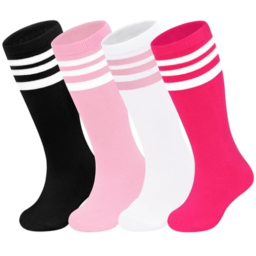 Image of Olreco 4 Pack Kids Soccer Socks Toddler Baseball Socks Youth Boys Football Sock Boys Girls Softball Sock Athletic Accessories