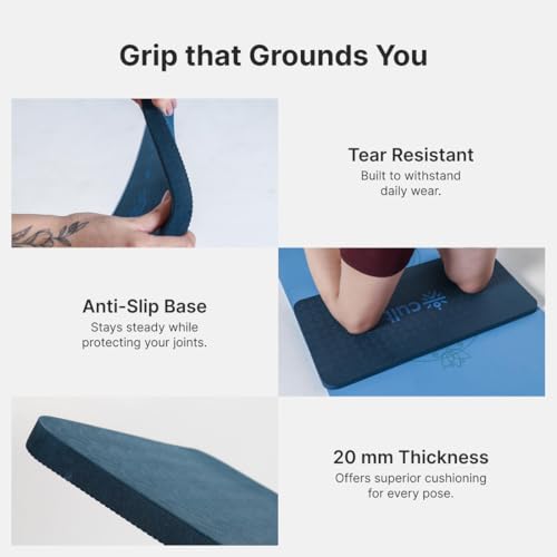 Image of CULT EVA Yoga Knee Pads for Men & Women (Pack of 2) Blue 20mm Thick Non-Slip Joint Support Cushion for Yoga, Pilates, Meditation & Floor Exercises Lightweight, Durable & Portable Fitness Accessory