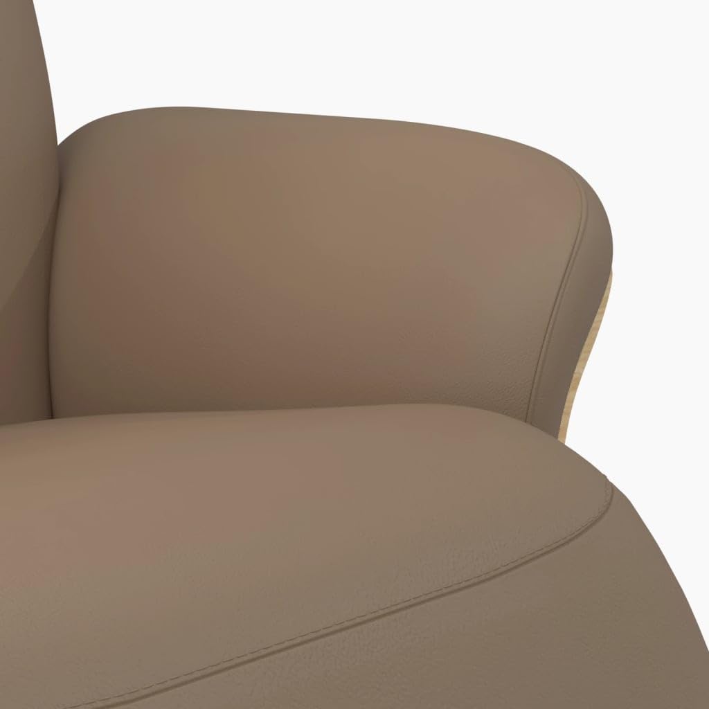 Fotel relaksacyjny z podnóżkiem, kolor brązowy cappuccino, sztuczna skóra, obrotowy, regulowany, z funkcją leżenia, ergonomiczny, wygodny, do salonu, biura, kącika do czytania, kominka