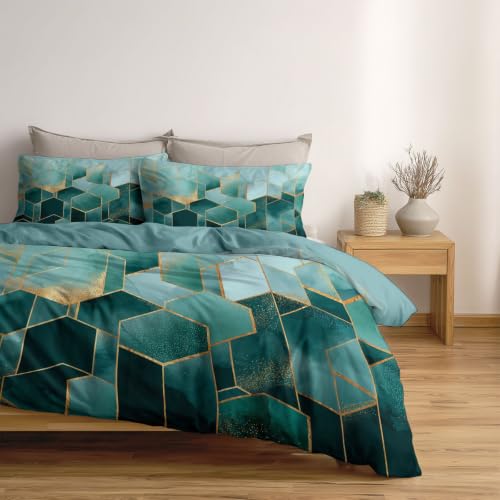 Luxe abstrait housse de couette réversible en microfibre douce parure lit chic