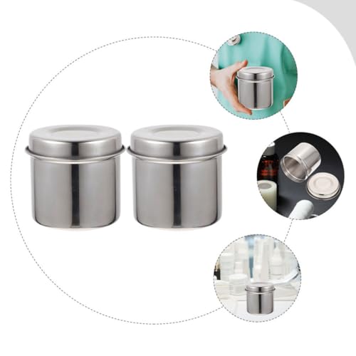 Frasco de gasa de acero inoxidable de 2 piezas para almacenamiento médico plata 6