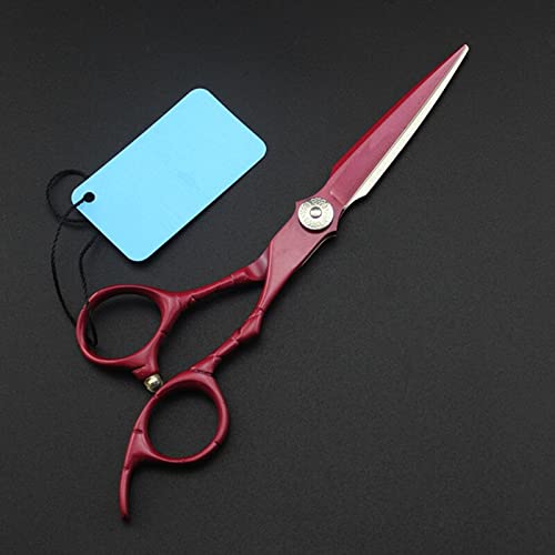 Ciseaux à cheveux 6 pouces look rétro rouge pour changer de look et se coiffer chez soi