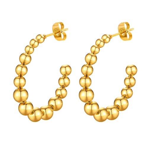 Boucles d'oreilles créoles petites et légères avec maillons perlés chic