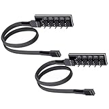 SANTACIN 2 Pack PWM Fan Hub Splitter 1 to 5 Way PC Case Internal Motherboard Fan Power Extension Cable Cord Wire for ATX Computer Case 4-Pin and 3-Pin Cooling Fans, 16 Inch