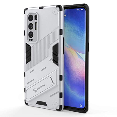 EASSGU Funda para OPPO Find X3 Neo (6.55' Inches), con Carcasa Protectora de Armor a Prueba de Golpes de Silicona para PC con Función Atril - Plata