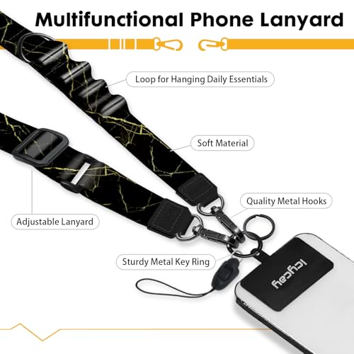 Image of Icycay Phone Lanyard Crossbody Strap Neck Adjustable Teacher Women Marble | for Cell Phone Case Keys ID Badges, Anti Theft, Multifuctional, Cute Phone Holder, Travel Hiking Essential Accessories, Gifts