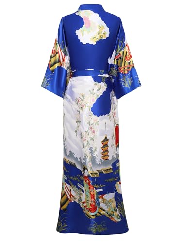 Image of PRODESIGN Kimono Robe for Women - Long Satin Sleepwear Silky Kimono Cover-Up Nightgown Japanese Bathrobe Loungewear Blouse